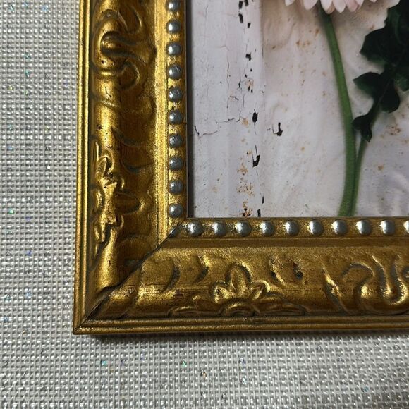 ULTIMA Vintage Style Gold Leaf Laser w/Drawn Silver Beads 5 x 7 Picture Frame - Picture 10 of 11